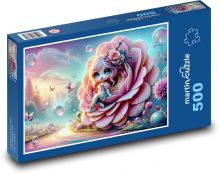 Panenka na květině s motýlky Puzzle 500 dílků - 46 x 30 cm