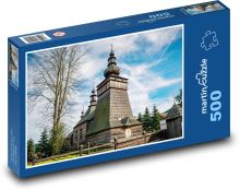 Dřevěný kostel Puzzle 500 dílků - 46 x 30 cm