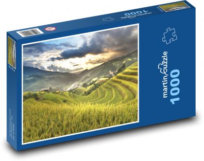 Vietnam - rýžové pole - Puzzle 1000 dílků, rozměr 60x46 cm