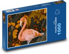 Plameňák - oranžový pták Puzzle 1000 dílků - 60 x 46 cm