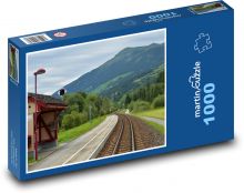 Železniční stanice - koleje, příroda Puzzle 1000 - 60x46 cm