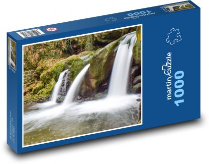 Vodopád - Lucembursko, les - Puzzle 1000 dílků, rozměr 60x46 cm