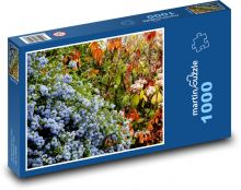Kvety na záhrade - modré kvety, jar Puzzle 1000 dielikov - 60 x 46 cm 