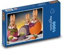 Velikonoční zajíček - velikonoční vejce, dekorace Puzzle 1000 dílků - 60 x 46 cm