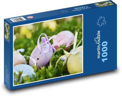 Velikonoce - barevné vajíčko, dekorace  - Puzzle 1000 dílků, rozměr 60x46 cm