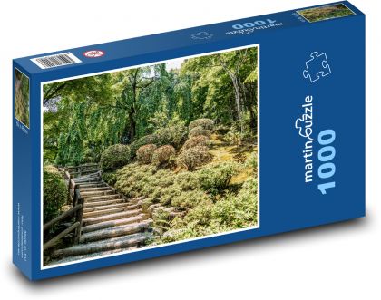 Botanická záhrada - drevené schody, príroda - Puzzle 1000 dielikov, rozmer 60x46 cm
