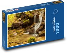 Horská rieka - vodopád, príroda Puzzle 1000 dielikov - 60 x 46 cm 
