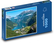 Hory - údolí, řeka Puzzle 1000 dílků - 60 x 46 cm