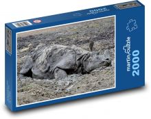 Nosorožec - bahno, koupel Puzzle 2000 dílků - 90 x 60 cm