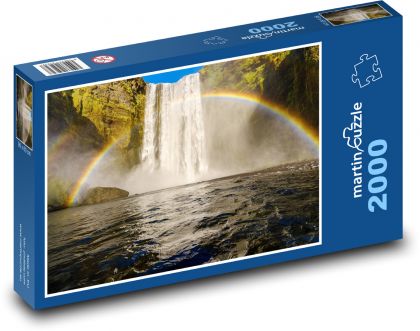 Islandia - wodospad, tęcza - Puzzle 2000 elementów, rozmiar 90x60 cm