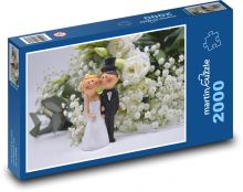 Ženích a nevesta - svadobné dekorácie, kytice Puzzle 2000 dielikov - 90 x 60 cm