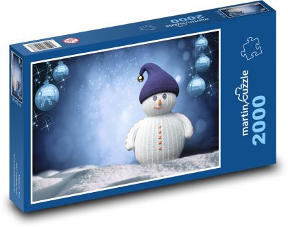 Vánoční přání - sněhulák, sníh - Puzzle 2000 dílků, rozměr 90x60 cm