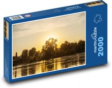 Západ slunce - soumrak, řeka Puzzle 2000 - 90x60 cm