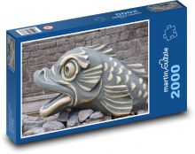 Ryba - posąg, kamień Puzzle 2000 elementów - 90x60 cm