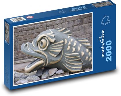 Ryba - posąg, kamień - Puzzle 2000 elementów, rozmiar 90x60 cm