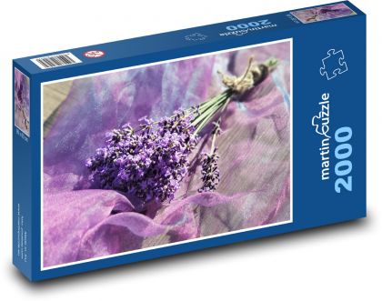 Levandule - fialová kytice, dekorace - Puzzle 2000 dílků, rozměr 90x60 cm