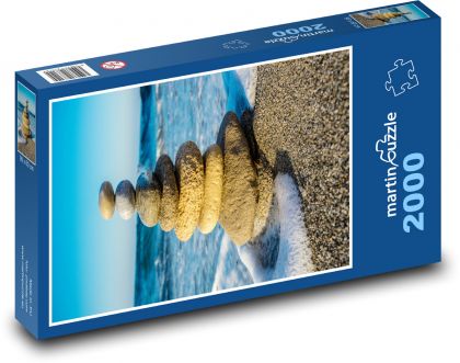 Piesočná pláž - skaly, relax - Puzzle 2000 dielikov, rozmer 90x60 cm 
