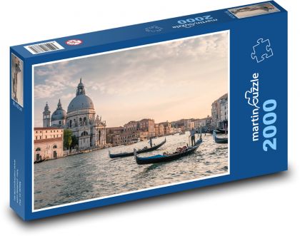 Itálie - Benátky, loďky - Puzzle 2000 dílků, rozměr 90x60 cm