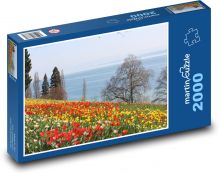 Ostrov Mainau - Bodamské jezero, tulipány  Puzzle 2000 dílků - 90 x 60 cm