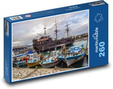 Přístav, plachetnice, lodě Puzzle 260 dílků - 41 x 28,7 cm