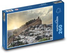 Západ slunce - hora, kostel Puzzle 260 dílků - 41 x 28,7 cm