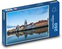 Regensburg - most přes řeku, Dunaj Puzzle 260 dílků - 41 x 28,7 cm