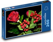 Red rose - bouquet, red berries Puzzle 260 pieces - 41 x 28.7 cm 