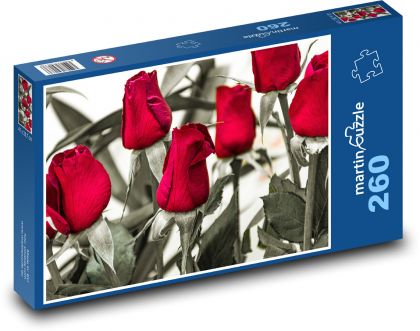 Ruže - červené kvety, záhrada - Puzzle 260 dielikov, rozmer 41x28,7 cm