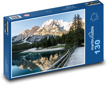 Itálie - Dolomity, jezero Bergsee - Puzzle 130 dílků, rozměr 28,7x20 cm