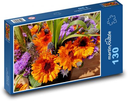 Jiřina - letní květiny, zahrada - Puzzle 130 dílků, rozměr 28,7x20 cm