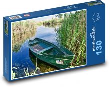 Loď - bažina, rákosí Puzzle 130 dílků - 28,7 x 20 cm