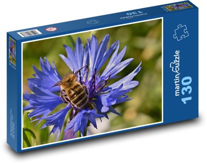 Modrá chrpa - včela, med - Puzzle 130 dílků, rozměr 28,7x20 cm