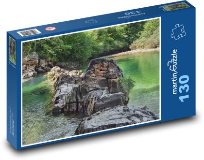 Jezero - kameny, řeka - Puzzle 130 dílků, rozměr 28,7x20 cm