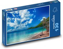 Piaszczysta plaża - morze, palmy Puzzle 130 elementów - 28,7x20 cm