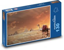 Velbloud na poušti - savana, pyramidy Puzzle 130 dílků - 28,7 x 20 cm