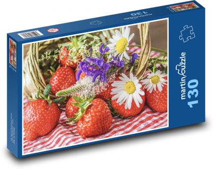 Zrelé jahody - kvety, ovocie - Puzzle 130 dielikov, rozmer 28,7x20 cm 