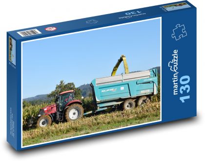 Traktor - kukuřice, sklizeň - Puzzle 130 dílků, rozměr 28,7x20 cm