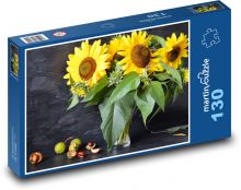 Slunečnice - kaštany, podzim Puzzle 130 dílků - 28,7 x 20 cm