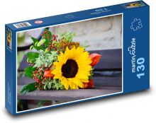 Jesenná kytica - slnečnice, kvety Puzzle 130 dielikov - 28,7 x 20 cm 
