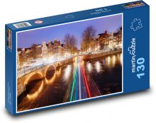 Amstrdam - kanály, Nizozemí Puzzle 130 dílků - 28,7 x 20 cm