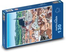 Město - věž, střechy budov Puzzle 130 dílků - 28,7 x 20 cm