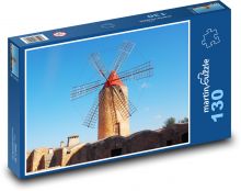 Větrný mlýn - vítr, stavba Puzzle 130 dílků - 28,7 x 20 cm