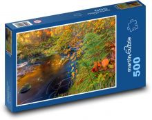 Příroda, podzim, potok Puzzle 500 dílků - 46 x 30 cm