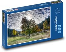 Podzimní krajina s osamělým stromem Puzzle 500 - 46x30 cm