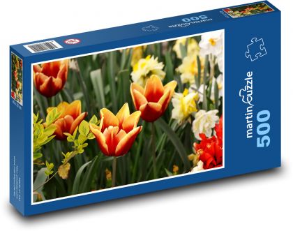 Tulipany - wiosenny kwiat, ogród - Puzzle 500 elementów, rozmiar 46x30 cm
