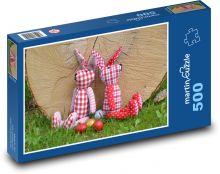 Velikonoce - zajičci, plyšoví Puzzle 500 dílků - 46 x 30 cm
