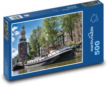 Kanál - vodní cesta, Amstrdam Puzzle 500 dílků - 46 x 30 cm