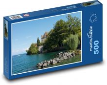 Jezioro - zamek, krajobraz Puzzle 500 elementów - 46x30 cm