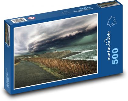 Krajina u moře - silnice, mraky - Puzzle 500 dílků, rozměr 46x30 cm