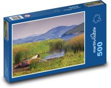Loď - jezero, rákos Puzzle 500 dílků - 46 x 30 cm